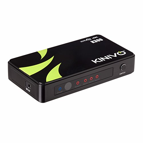 Kinivo K300 Premium 3-Port High Speed 4K HDMI Switch with IR Wireless Remote and AC Power Adapter - Supports Resolutions up to 4K UltraHD & 3D