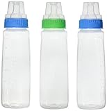 Gerber First Essential Clear View BPA-Free Plastic Nurser With Silicone Nipple, 9 Ounce, 3 Pack - Blue, Green, Blue