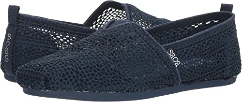 Skechers BOBS Women's Bobs Plush-Daisy Crochet Ballet Flat, Navy, 10 M US