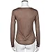Women's T-Shirt,Laimeng Slub Cotton Loose Long Sleeve Tops Blouse Shirt Casual Hollow Crochet T-Shirt (M, Coffee)