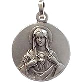 I G J 925 Sterling Silver Sacred Heart of Mary Medal - The Patron Saints Medal