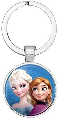 TBOP Metal Pendant Keyring Cartoon Children Princess Ice Frozen Aisha Time Gem Keychain (2.5cm*2.8cm_Purple)
