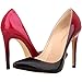 LOSLANDIFEN Women's Pionted Toe Double Color Pumps Slender Leather Stiletto High Heels Wedding Shoes