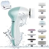 SURKER Electric Facial Cleansing Brush with 11 Brush Heads,Flexible Waterproof Powered Brush for Deep Cleaning