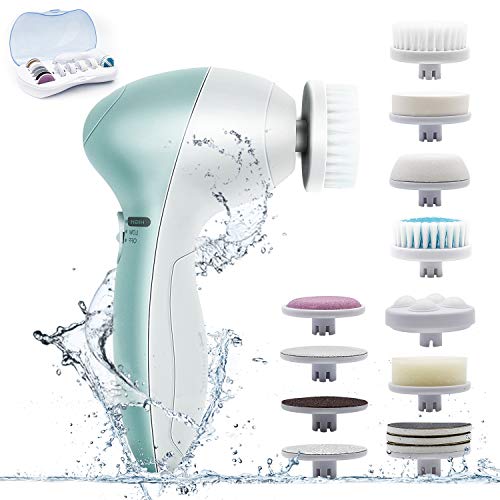 SURKER Electric Facial Cleansing Brush with 11 Brush Heads,Flexible Waterproof Powered Brush for Deep Cleaning