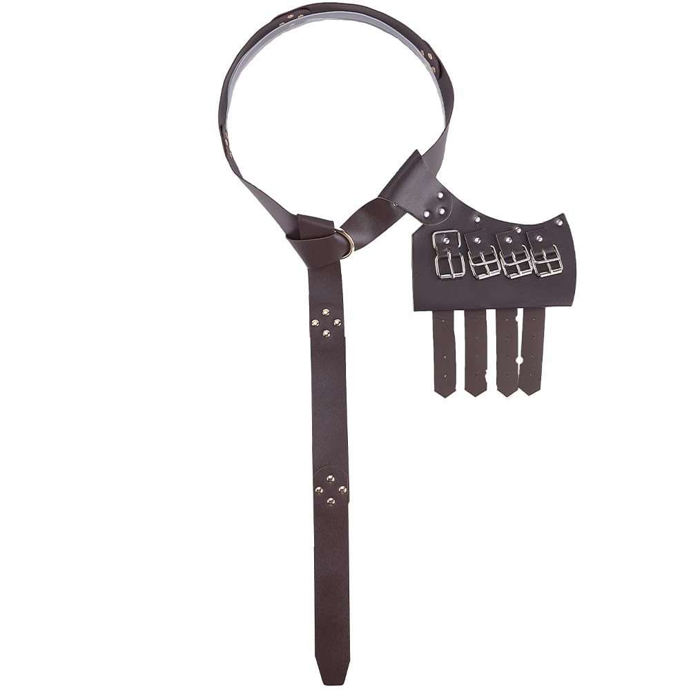 GORGECRAFT Halloween Medieval Pu Leather Sword Dagger Frog Holster Renaissance Adjustable Belt Faux Leather Coconut Brown Retro Waist Belts Sword Sheath for Viking Knight Warrior Cosplay Costume