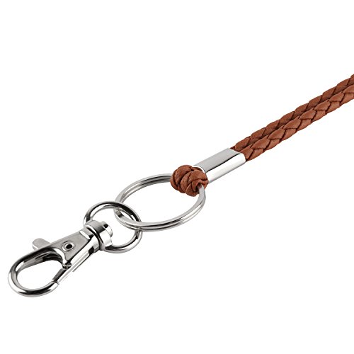 Leather Lanyard, PLENTY 2PCS Handmade 23inch Strong Office Necklace Lanyard with Clip and Keychain for Keys, ID Badge Holder, Camera, Cell Phone, iPod MP3 MP4, USB Flash Drive (Black+Brown) - Thumbnail 5