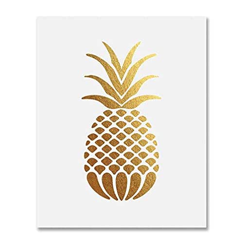 Floral And Gold Pineapple Wall Art Pineapple Wall Decor Tropical Print Fruit Art Print Pineapple Art Print Faux Gold Color Prints Art Collectibles Delage Com Br