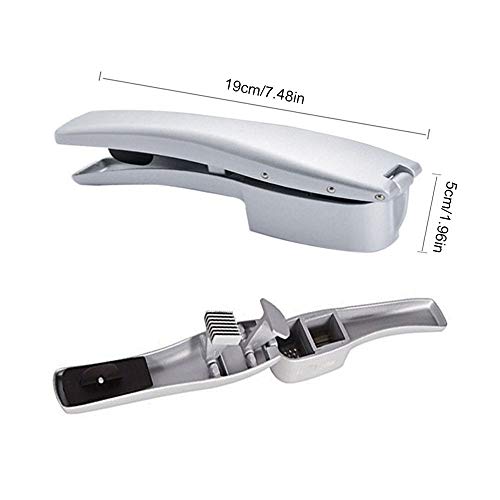 Garlic Press & Slicer - 2 in 1 Handheld Garlic Mincer Crusher Chopper Squeezer with Silicone Tube Peeler and Cleaning Brush Home Kitchen Gadgets, Bonus Vegetable Peeler