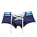 sandbank Men's Sexy Lingerie Cotton Tie Rope Cute Boxer Brief Underwear Panties (US M=Asian Tag XL,Navy#1)