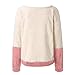 Amlaiworld Women Winter Sweater Round Neck Solid Pullover Blouse Stitching Plush Long-Sleeved Sweatshirt Top Pinkthumb 3