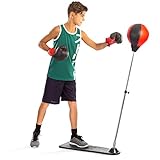 Tech Tools Boxing Ball Set with Punching Ball, Boxing Gloves, Hand Pump & Adjustable Height Stand - Strong Durable Spring Withstands Tough Hits for Stress Relief & Fitness