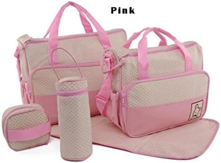 5pc/Set Baby Changing Diaper Nappy Mummy Mother Handbag multifunctional Bags Color Pink