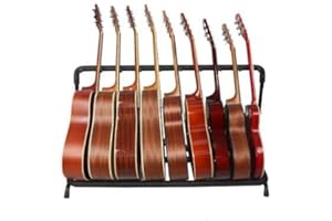 Gepartne 9 Guitar Display Floor Stand, Foldable Guitar Rack, Multiple Guitar Display Case & Bass & Banjo Holder for Training Rooms Stores Collectors Classical Acoustic Electric Bass Guitar