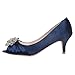 SheSole Womens Low Heel Dress Pumps Rhinestone Peep Toe Wedding Shoes Navy Blue US 9