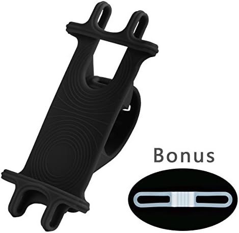 Bicycle Phone Mount Non-Slip Elastic Silicone Universal Bicycle Phone Holder Support iPhone and Android 4-6inch Device + Flashlight Silicone Tie Strap,Black
