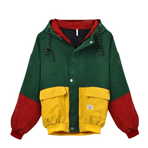 image for GOVOW Corduroy Oversize Jacket for Women Long Sleeve Patchwork Shirts 