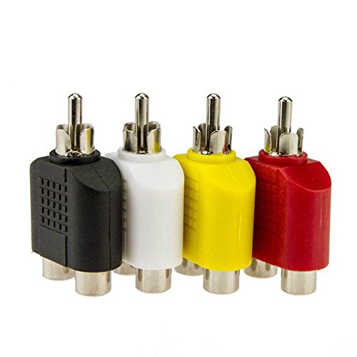 Hosyl RCA Y Splitter Adapter 2 Female to 1 Male for Audio Video AV TV Cable Convert, Piece of 4