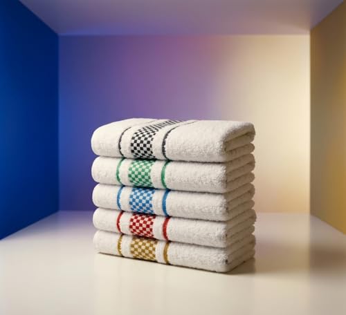 Kit Com 10 Panos de Prato Atoalhado Xadrez, Pano de copa Em 100% Algodão 45x70cm, Alta Absorcão