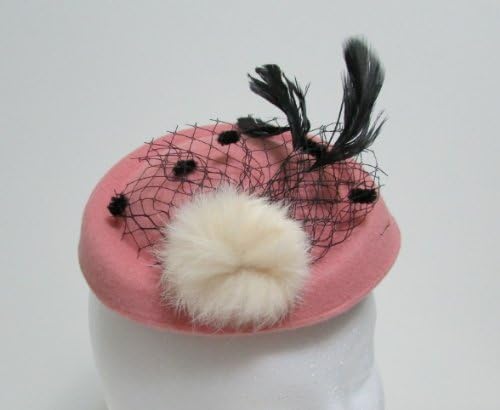 Pixiheart Hat Style Clip with Pompom and Feather --- Pink