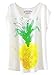 Futurino Women's Cute Pineapple Print Fruit Graphic Short Sleeve T-shirt Tops (M, White) White Medium,White,Medium