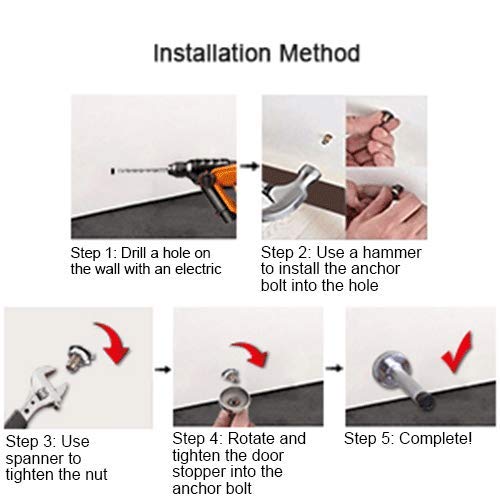 image for Gudui Door Stopper, 2(Pack) Stainless Steel Solid Rigid Door Stop, Ext