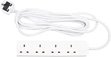 Invero 4 Way Gang Power Extension Lead Cable 3M Metre White 13A UK Plug Approved view 6