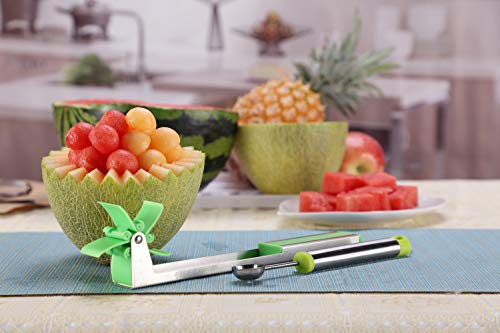 Yueshico Stainless Steel Windmill Watermelon Slicer Cutter Knife Corer Fruit Vegetable Tools Kitchen Gadgets with Melon Baller