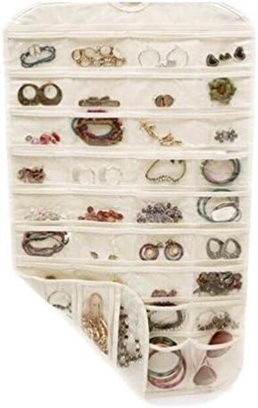 Wall Door Hanging Organizer 72 Pockets Clear Storage Hanger Closet Jewelry Holder (White)