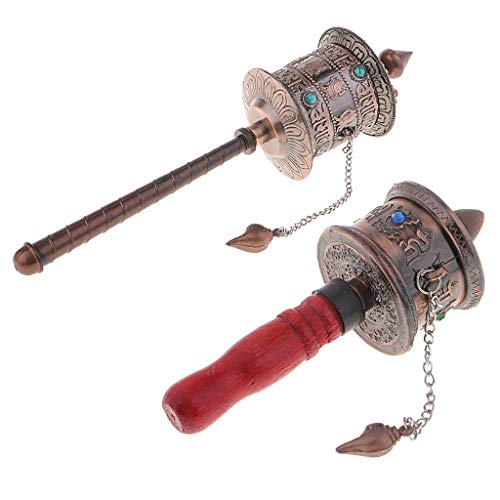 2pcs Hand Held Prayer Wheel Tibetan Buddha Religion Scriptures Pray Wheel