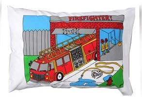 Bunnies and Bows - Firetruck - Personalized Pillowcase