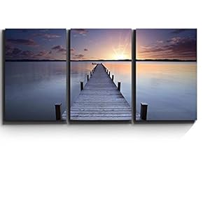 Calm Lake Scene at Sunset Wall Decor x3 Panels