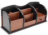 Cherry Brown Wooden Office Desk Organizer with Multiple Shelves/Racks and 1 Drawer for Office Supplies and Desk Accessories - Can be Used on Desktop|Table|Counter in Kitchen or at Work