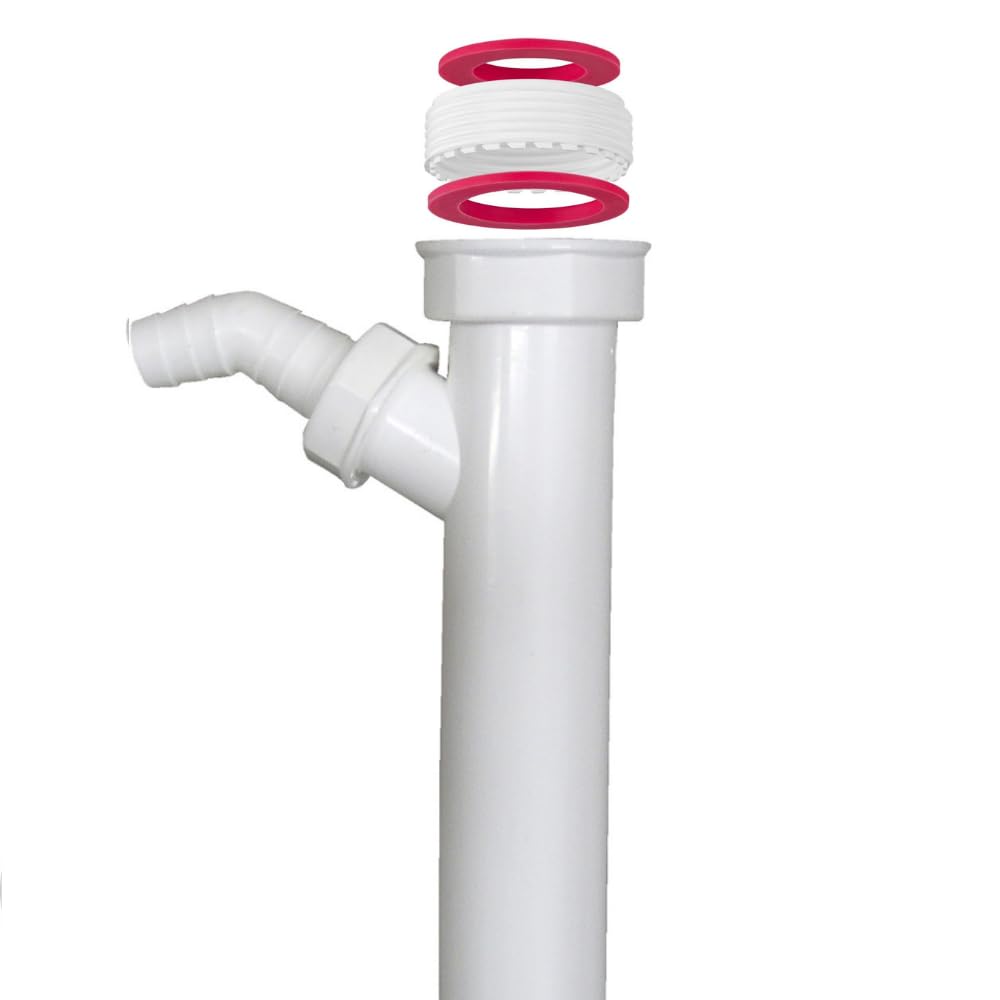 Schläfer 439001 | Sleeve Siphon Drain Undersink Adjustable Hose Universal Fitting 1 1/2" and 1 1/4" Connector Connection Washing Machine Dishwasher, PVC