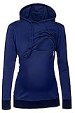 Happy Mama. Womens Nursing Hoodie Breastfeeding Sweatshirt Top Maternity. 272p (Navy, US 8, L)