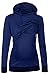 Happy Mama. Womens Nursing Hoodie Breastfeeding Sweatshirt Top Maternity. 272p (Navy, US 8, L)