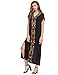 Milumia Women's Bohemian Floral Embroidery Split Maxi Dress Cover Ups Black M