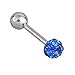 Top Plaza 6pcs CZ Gem Beads 16G 4MM Stainless Steel Bar Tragus Cartilage Ear Studs Earrings