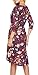 Womens Dresses 3/4 Sleeve Round Neck Floral Casual Swing Midi Dress with Pockets Rose Red M