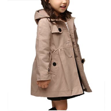Arshiner Girl Baby Kid Hooded Coat Jacket Outwear Raincoat, Khaki 110,Khaki,110(Age for 4-5T)