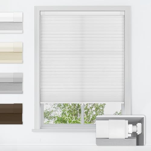 LazBlinds No Tools schnurlose Lampenschirme ohne Bohren, lichtfilternde Wabenblenden für Zuhause, Wärmedämmung für Fenster, 50,8 cm B x 91,4 cm H, Wei