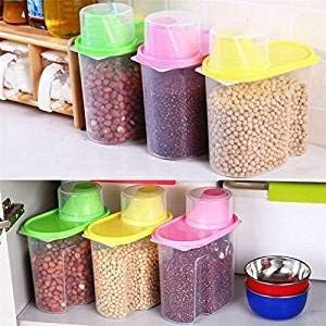 Octus Products 2500ml Cereal Rice Pasta Grains Dispenser Jar Container Storage Box Lid Kitchen Set of 6, Multicolor
