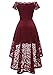 Dressystar Women's Lace Cocktail Dress Hi-Lo Off Shoulder Bridesmaid Swing Formal Party Dress 0042 Burgundy S