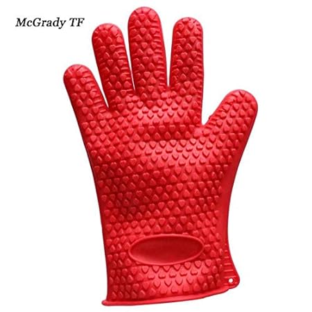 Generic Red: Cooking Baking BBQ Glove Environmental Protection, Easy to Clean, Heat Resistant Silicone BBQ Grill Glove Barbecue G