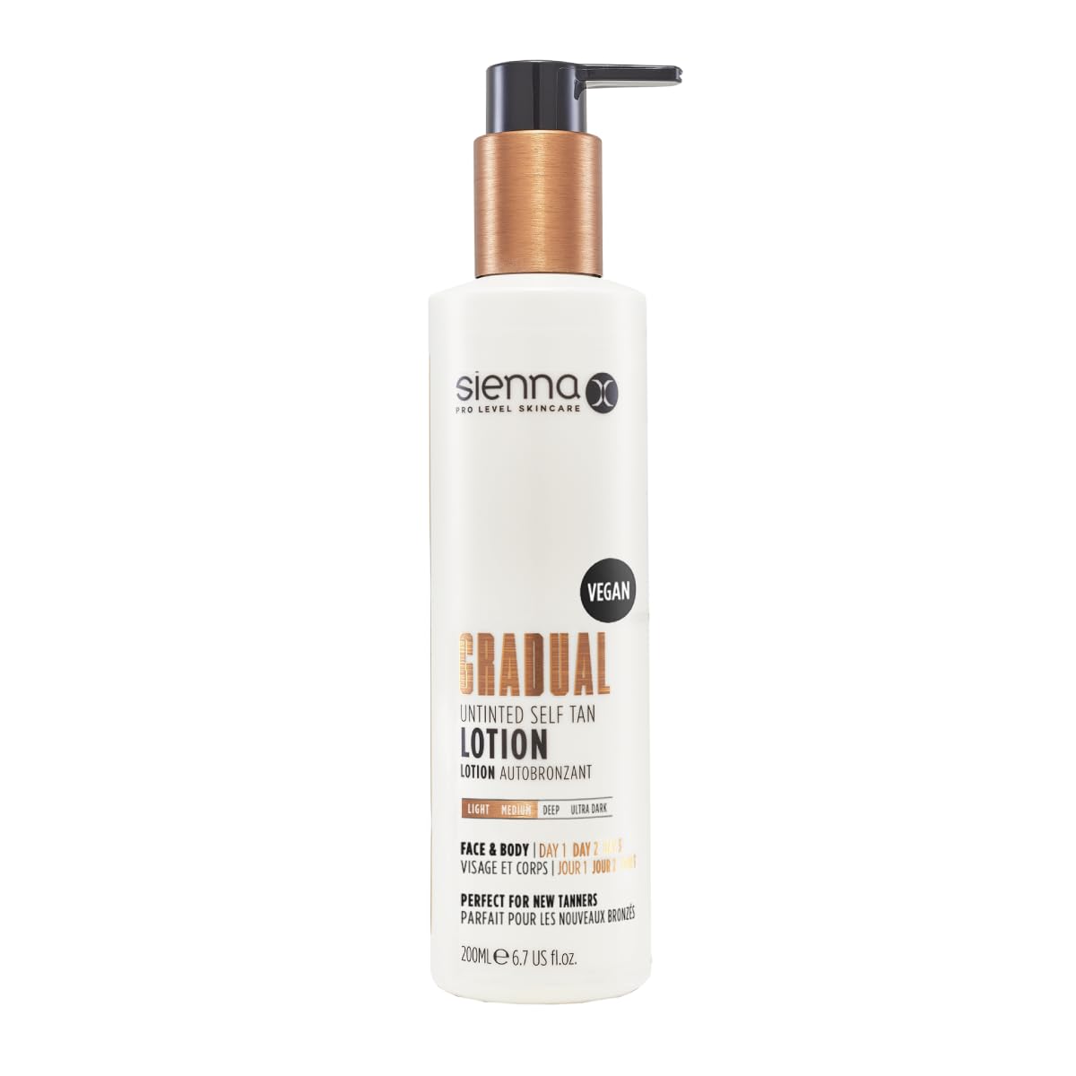 Sienna X Untinted Gradual Self Tan Lotion 200ml. For A Natural, Glowing, Streak Free. Vegan Moisturiser With Anti-Cellulite Formula. Quick Drying And Non Sticky Tan with Coconut Scent.