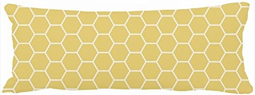 Custom Body Pillows Mustard Yellow Geometric Honeycomb Hexagon Pattern Unique Design Home Decor Pillow Case Cover 20-Inch x 54-Inch Decorative Sofa Cotton Cushion Pillowcases