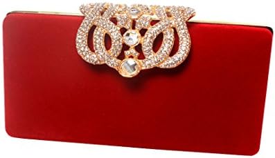 Marca west Womens Evening Cocktail Wedding Party Handbag Clutch Purse Wallet Decorative drill Red Large