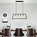 Lampundit Chandelier 4-Light Pendant, Matte Black Finish with Clear Glass Panels, Modern Industrial Square Linear Pendant Lighting for Kitchen Island Breakfast Bar Dining Room