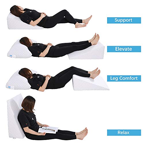 KUNPENG Bed Wedge, Memory Foam Wedge Reading Pillow & Acid Reflux