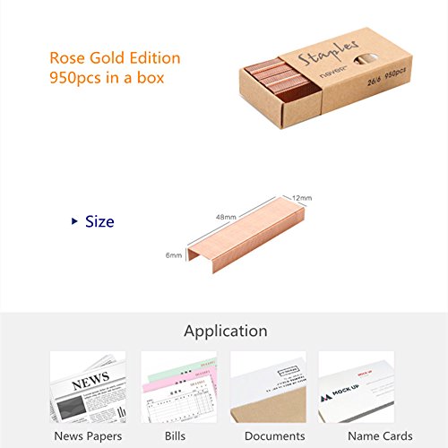 MultiBey Rose Gold Staples Stapler Refill Standard Size #12, 4 Boxes per Pack (Rose Gold) - Thumbnail 2